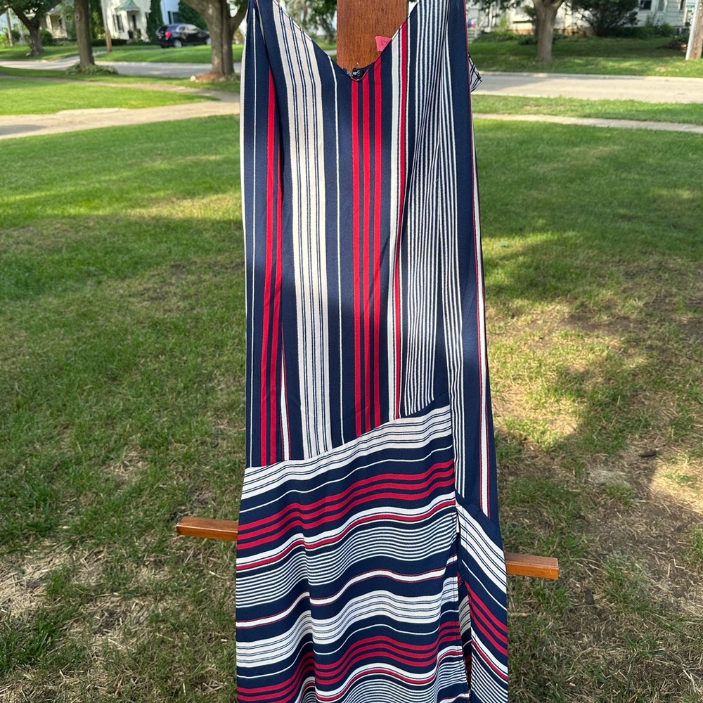Lush Navy and Red Striped Maxi Dress
